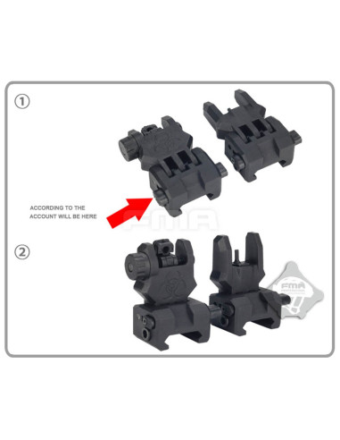 Mire de visée avant et arrière GEN 3 Noir FMA Mire de visee