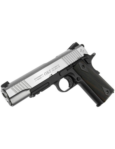 Airsoft-GunPistolet Colt 1911 Rail gun Co2 silver / noirKwcCo211749GBB