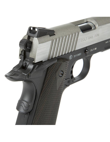 Pistolet Colt 1911 Rail gun Co2 silver / noir Kwc Co2