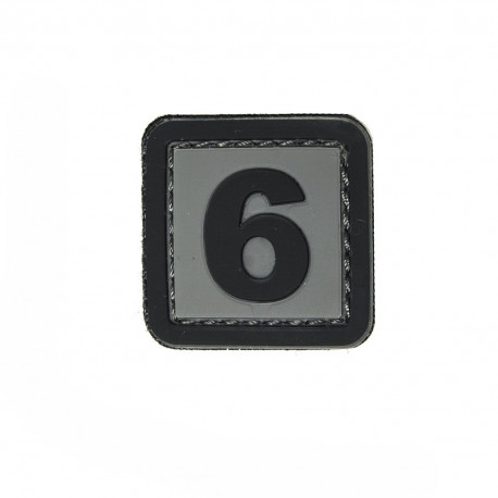 Patch PVC d'identification avec velcro chiffre 6 Gris/noir