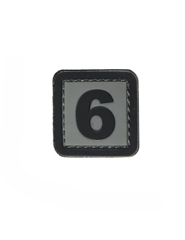 Airsoft-GunPatch PVC d'identification avec velcro chiffre 6 Gris/noirACMPatchs & ID12819