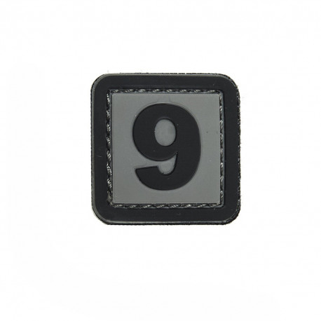 Patch PVC d'identification avec velcro chiffre 9 Gris/noir