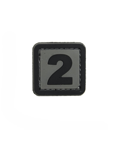 Patch PVC d'identification avec velcro chiffre 2 Gris/noir