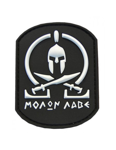 Patch PVC avec velcro Molon Labe Spartan noir / blanc