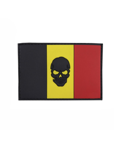 Airsoft-GunPatch PVC avec velcro du Drapeau belge avec tête de mortACMPatchs & ID12854