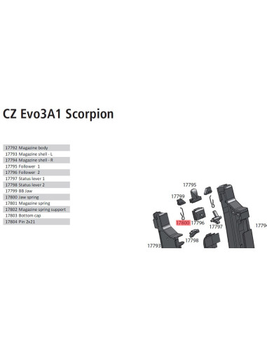 Airsoft-GunRessort d'arrêtoir de bille du chargeur Scorpion EVO3 midcapASGPièces d'origine ASG13074