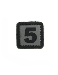 Patch PVC d'identification avec velcro chiffre 5 Gris/noir