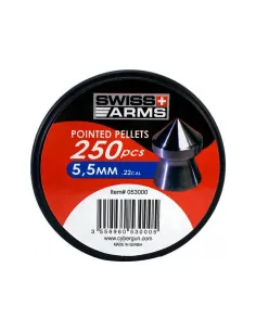 Pointed Lead 5,5mm .22 box of 250pcs Swiss Arms Lead Pellet