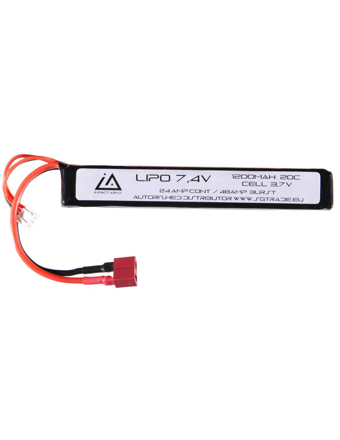Batterie Lipo 7.4V 1200Mah 20C type stick Dean