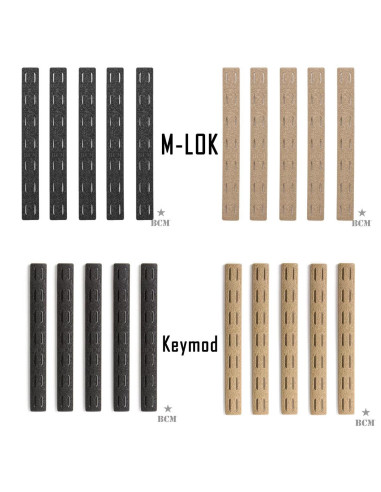Set de couvre rail BCM polymère M-lok / Keymod Noir ou Dark Earth