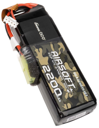 Airsoft-GunGens ace 11.1v 30C 2200mAh Lipo Batterie type mini avec mini TamiyaGENS ACELipo & Li-ion36529LiPo