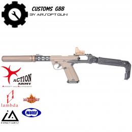 Customs by AG AAP01 GBB Pistol Tan/Black + folding stock pic 3