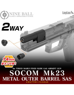 SOCOM Mk23 2 Way Canon externe en métal SAS - Filetage 14mm CCW Laylax Culasse / Canon externe et pieces