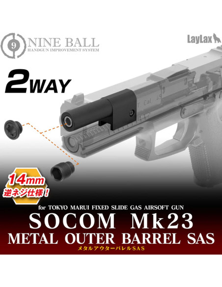 SOCOM Mk23 2 Way Canon externe en métal SAS - Filetage 14mm CCW Laylax Culasse / Canon externe et pieces